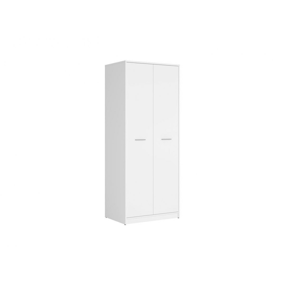 Hucoco AGATTA | Armoire deux portes salon/chambre | Style scandinave | 197x80x54.5 cm | Tablette+barre de penderie - Blanc