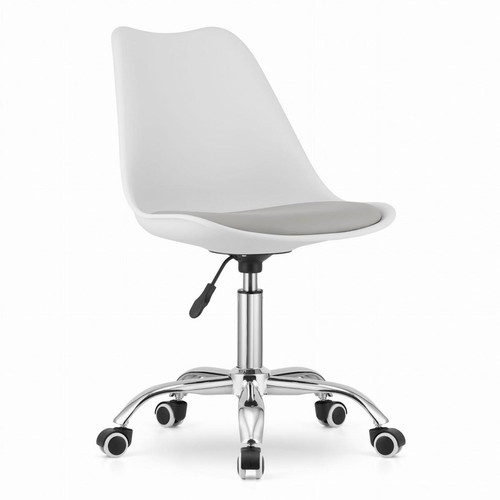 Hucoco - ALBAD - Fauteuil pivotant style moderne bureau/chambre d'ado - 91.5x48x43 cm - Chaise de bureau - Blanc - Chaise de bureau Chaises