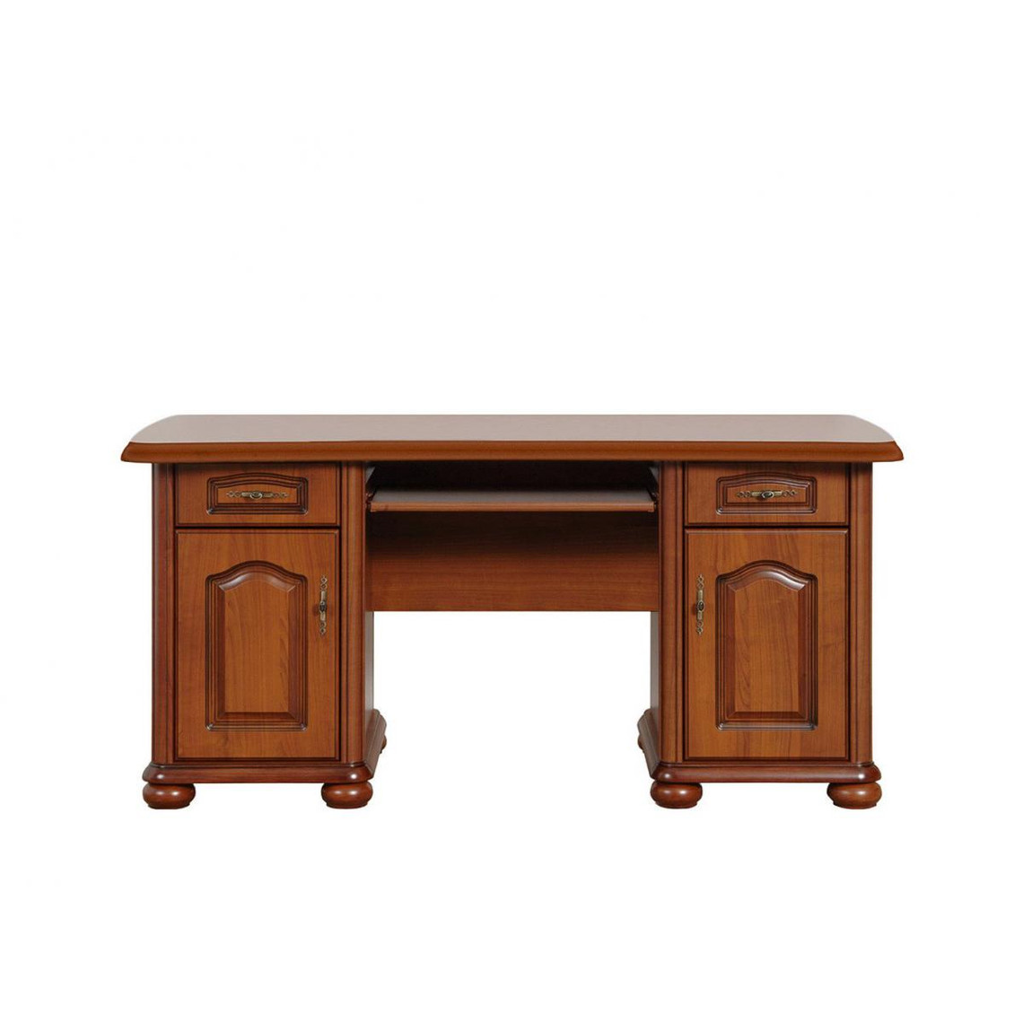 Hucoco JAIPUR | Bureau salon/bureau/cabinet | Style classique | 160x77x75 cm | Poignées décoratives | Tablettes + tiroirs - Mar