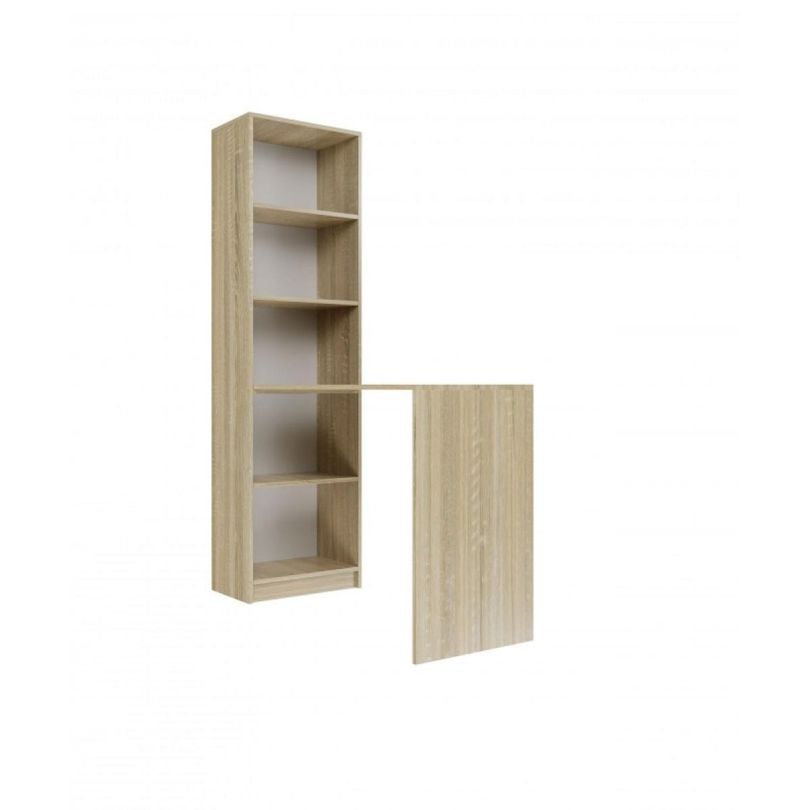 Hucoco KAFFI - Bureau avec bibliothèque style scandinave bureau - 50x125x181 - 5 tablettes - Sonoma