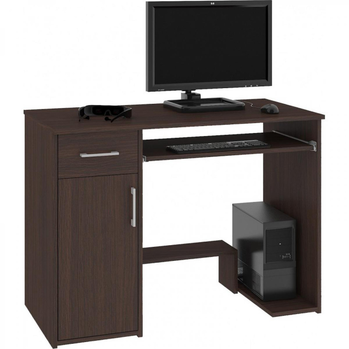 Hucoco KILIG | Bureau PC informatique moderne 90x74x50 cm | Support unité centrale + tiroir + niche rangement | Table ordinateu