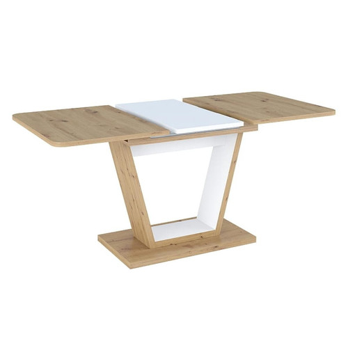 Hucoco - LEAONIA - Table de salle à manger extensible - Longueur 120/160cm - Pour 8 personnes - Style loft - Blanc - Table extensibles