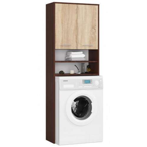 Hucoco - LENA - Meuble pour machine à laver style moderne - 64x180x30 - 2 portes+4 étagères - Sonoma - Hucoco