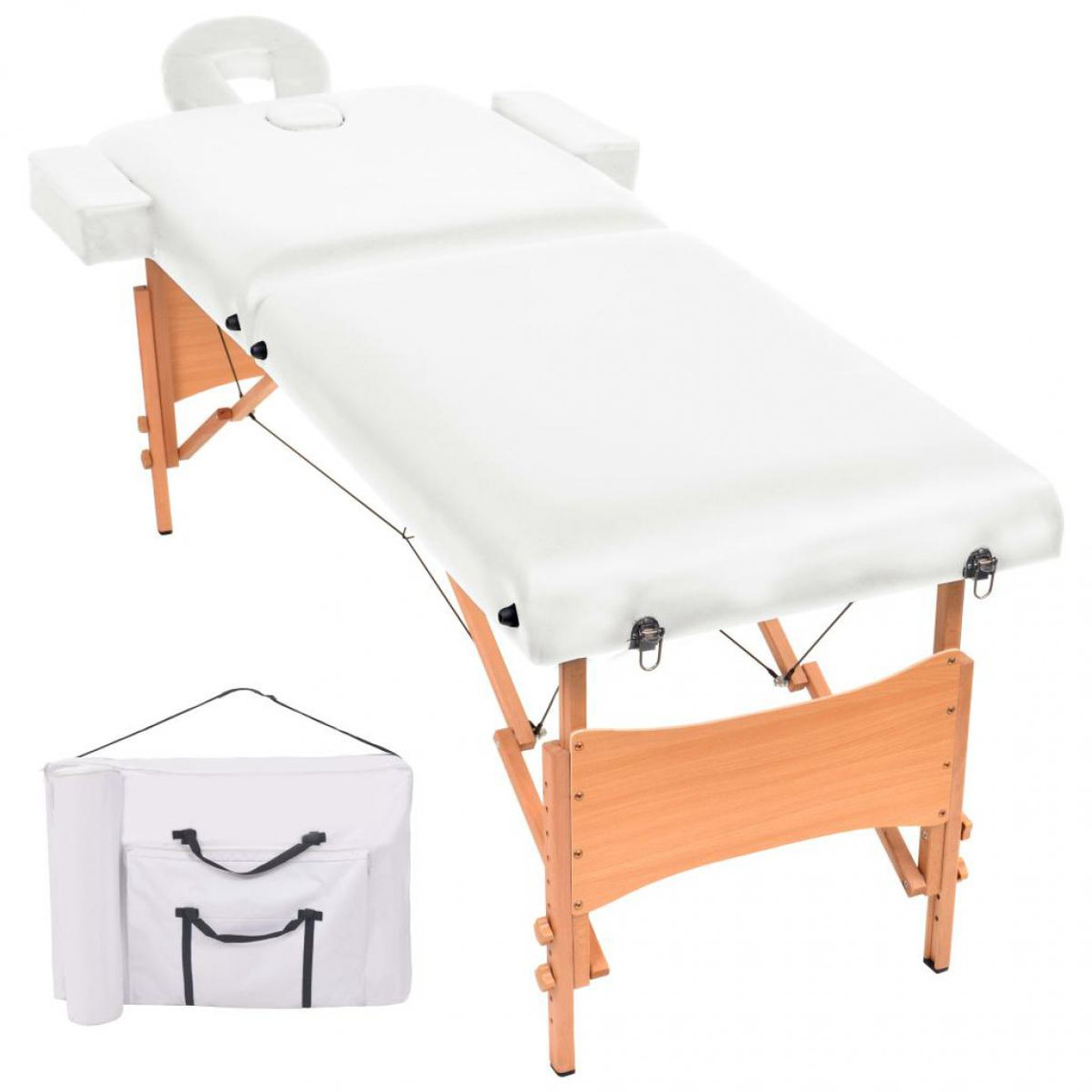 Hucoco Table de massage pliable à 2 zones 10 cm d'épaisseur Blanc - Massage et relaxation - Tables de massage - Unisexe - Blanc
