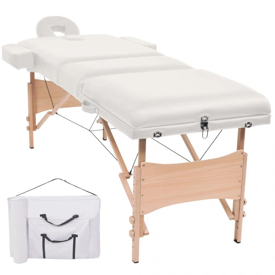 Hucoco Table de massage pliable à 3 zones 10 cm d'épaisseur Blanc - Massage et relaxation - Tables de massage - Unisexe - Blanc