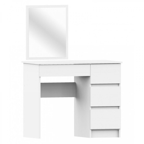 Hucoco - TILLY - Coiffeuse style moderne chambre à coucher - 142x90x50 - 4 grands tiroirs - Bureau - Blanc - Coiffeuse
