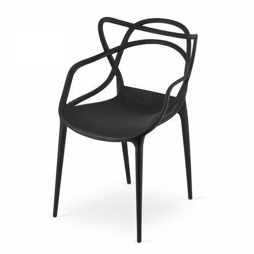 Chaises KATOI - Lot de 4 chaises en PP style moderne - 82.5x55x54 cm - Chaise de salle à manger - Noir