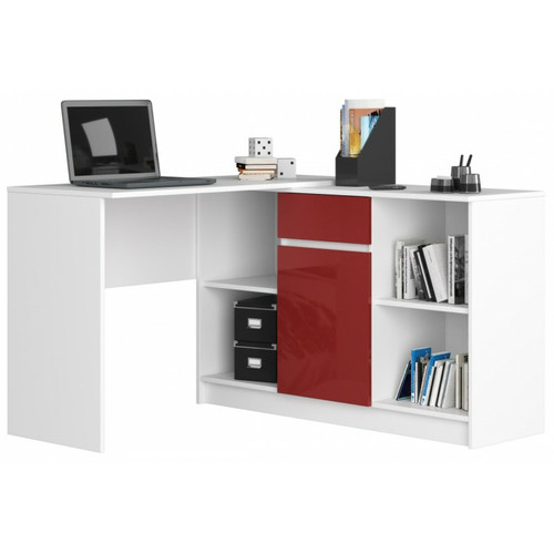Hucoco - KERESTE - Bureau d'angle style moderne cabinet - 79x120x126 - 1 tiroir+1 porte - Rouge - Chambre Enfant Rouge