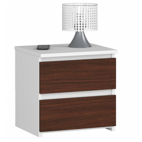 Chevet Hucoco SHALA - Table de chevet style moderne chambre à coucher - 40x40x35 - 2 tiroirs - Wengé