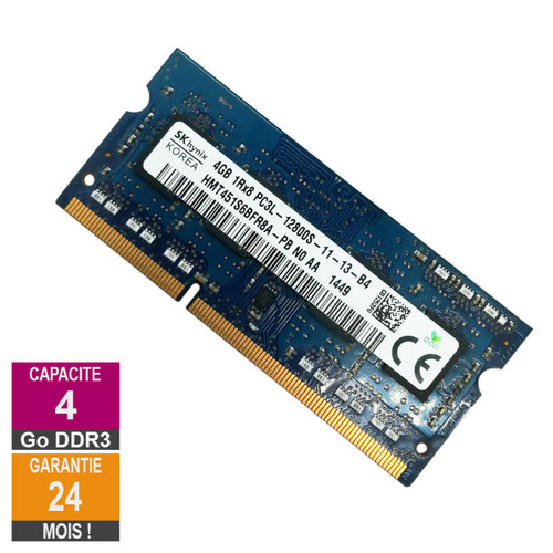 RAM PC Hynix Barrette Mémoire 4Go RAM DDR3 Hynix HMT451S6BFR8A-PB SO-DIMM PC3L-12800S 1Rx8 691740-001