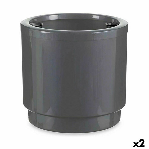 Ibergarden - Pot auto-arrosant Argenté polypropylène (2 Unités) (38 x 37,5 x 38 cm) Ibergarden  - Pots, cache-pots