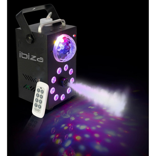 Machines à fumée Ibiza Light Machine à fumée Ibiza Light FOGGY-ASTRO 700W à 9 LED RGB 3-en-1 - Télécommande HF sans fil