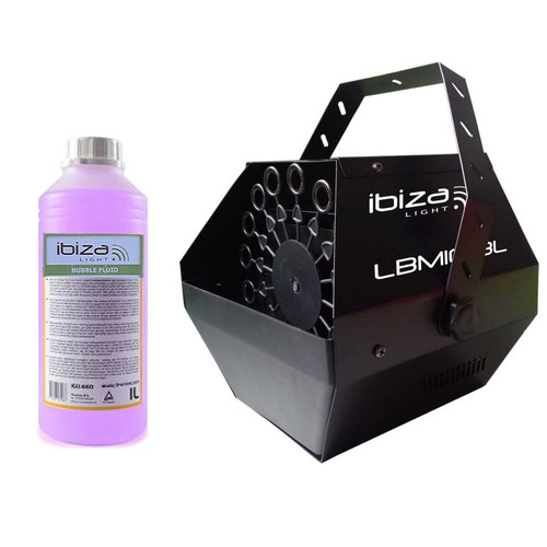 Ibiza Light - Machine à bulles Noir grand débit IBIZA LIGHT LBM-10 pour mariages, soirées, Dj, avec 1L de liquide Ibiza Light  - Machines à effets