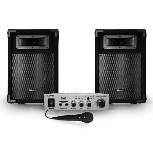 Ibiza Sound - 2 enceintes passives PA 8"/20cm 2x180W 2 voies + Ampli Karaoké Hifi 100W USB/BT + MIC Ibiza Sound  - Ibiza Sound