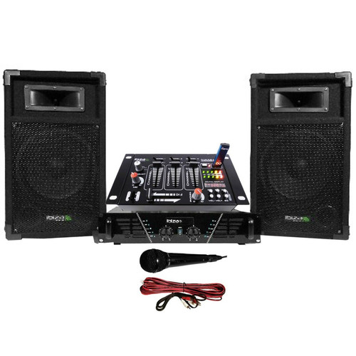 Ibiza Sound - Pack Sono ampli + enceintes 500W + Table de mixage Ibiza Sound  - Instruments de musique