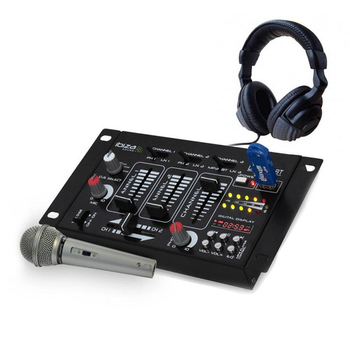 Ibiza Sound - Table de mixage - Ibiza sound - 4 voies 7 entrées USB/Bluetooth - casque - micro silver - Ibiza Sound