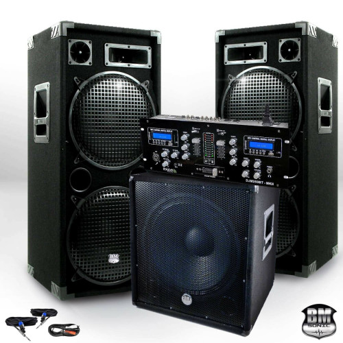 Ibiza Sound - Pack Sono complet BM SONIC BMX-18215 3200W Caisson bi-amplifié + DJM250BT-MKII - Packs DJ
