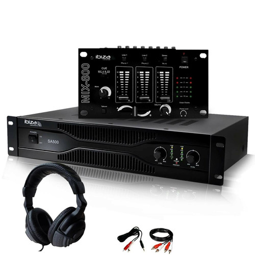 Ibiza Sound - Pack Sono Dj Amplificateur 500W IBIZA SOUND SA500 + Table de mixage MIX800 + CASQUE + Câblages RCA + PC Ibiza Sound  - Matériel hifi