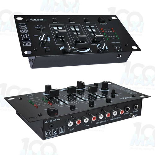 Ibiza Sound Pack Sono Dj Amplificateur 500W IBIZA SOUND SA500 + Table de mixage MIX800 + Câblages RCA + PC