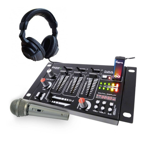 Ibiza Sound - Table de mixage - Ibiza sound - 4 voies 7 entrées USB - casque - micro silver Ibiza Sound  - Table mixage ibiza