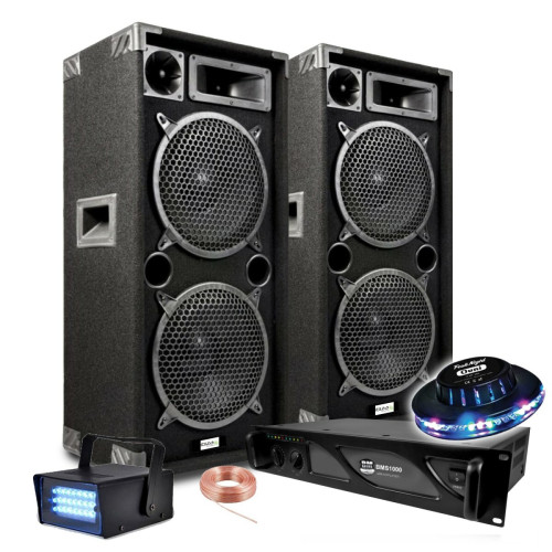 Packs DJ Gefroy Pack Sonorisation IBIZA SOUND STAR 210, Amplificateur BM SONIC 2000W TOTAL - 2 Boomers 25cm, DJ Fête Soirée Bar, 2 lumières