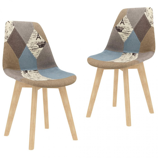 Chaises Icaverne Admirable Fauteuils et chaises edition Yamoussoukro Chaises de salle à manger 2 pcs Design de patchwork Gris Tissu