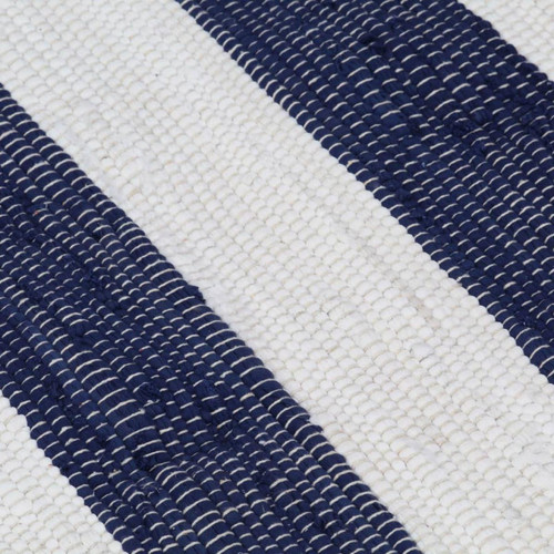 Icaverne - Icaverne - Petits tapis collection Tapis chindi tissé à la main Coton 80x160 cm Bleu et blanc - Icaverne