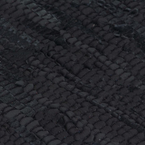 Icaverne - Icaverne - Petits tapis ligne Tapis Chindi tissé à la main Cuir 80 x 160 cm Noir - Icaverne