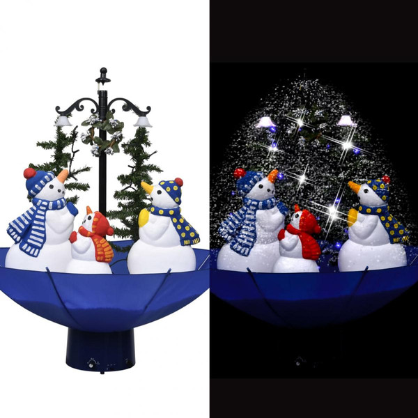 Décorations de Noël Icaverne Joli Décorations de Noël et saisonnières collection Berne Arbre de Noël neigeux avec base de parapluie Bleu 75 cm PVC