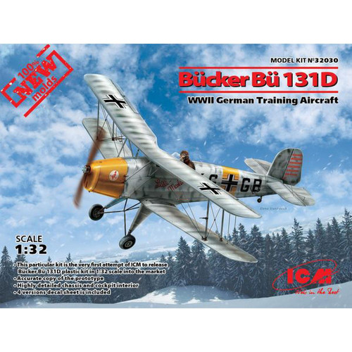 Icm - Bücker Bü 131D,WWII German Training Aircraft(100% new molds)- 1:32e - ICM Icm  - Jeux & Jouets
