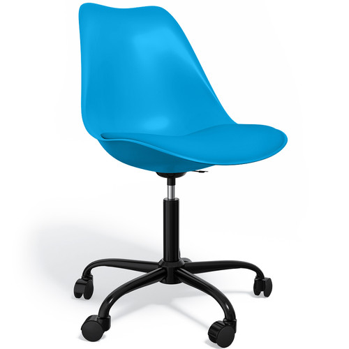 Iconik Interior - Chaise de bureau avec roulettes - Chaise de bureau pivotante - Structure noire Tulip Turquoise Iconik Interior  - Chaise Starck Chaises