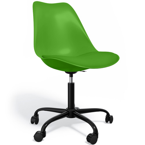 Iconik Interior - Chaise de bureau avec roulettes - Chaise de bureau pivotante - Structure noire Tulip Vert Iconik Interior  - Chaise de bureau Chaises