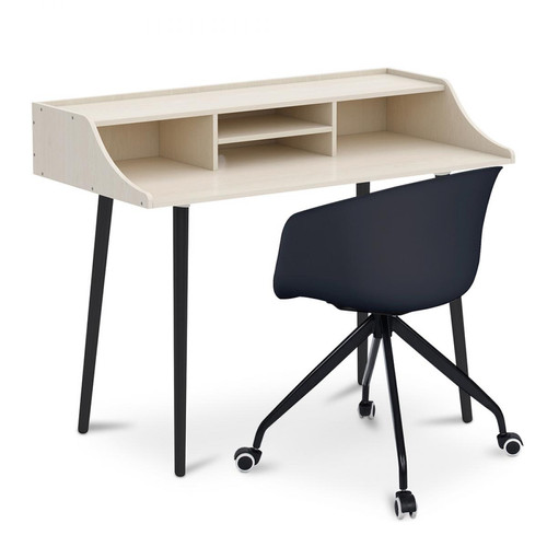 Iconik Interior - Bureau en bois Design style scandinave Torkel + Chaise de bureau design avec roues Noir Iconik Interior  - Bureau Design Bureaux