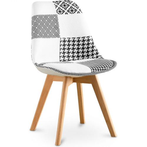 Iconik Interior - Chaise à manger Denisse design scandi rétro - noir et blanc premium Nouvelle Édition - Patchwork Sam Iconik Interior  - Chaise patchwork