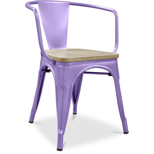 Iconik Interior - Chaise avec accoudoir Stylix - Métal et bois clair Violet pastel Iconik Interior  - Chaise avec accoudoirs Chaises