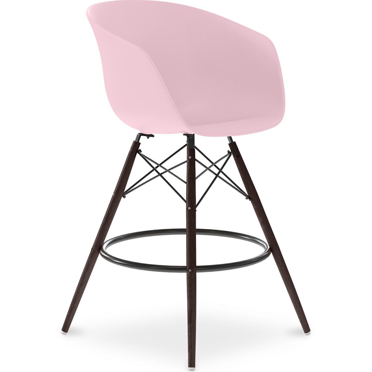 iconik interior chaise de bar design scandinave en polypropylene et pieds en bois sombre - pirela rose pâle  rose