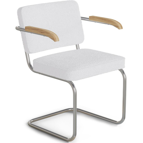 Iconik Interior - Chaise de salle à manger bouclée avec accoudoirs - Henr Blanc Iconik Interior  - Chaise avec accoudoirs Chaises