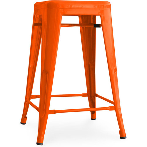 Iconik Interior - Tabouret de bar Stylix Design Industriel en Métal - 60 cm - Nouvelle Edition Orange Iconik Interior  - Tabouret bar orange