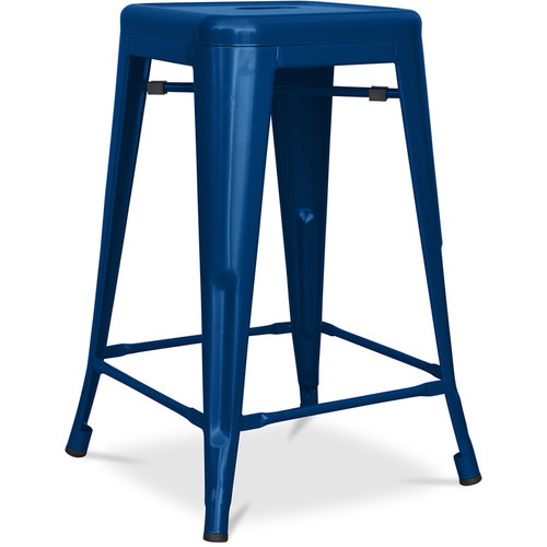Iconik Interior - Tabouret de bar - Design industriel - Acier mat - 60cm - Nouvelle édition - Stylix Bleu foncé Iconik Interior  - Tabouret bar acier