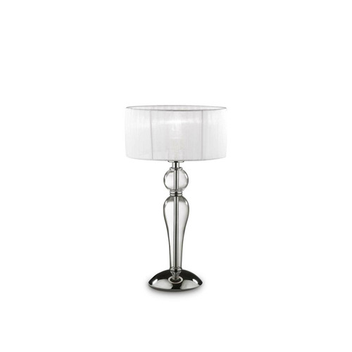 Ideal Lux - Petite lampe de table à 1 lumière, chrome, blanc, transparent et verre avec abat-jour, E27 Ideal Lux  - Luminaires