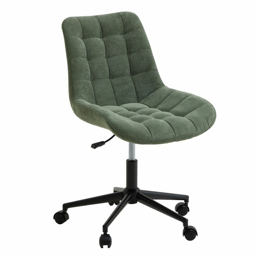 Idimex - Chaise de bureau VASILO en velours côtelé vert sauge Idimex  - Idimex