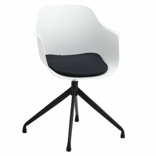 Chaises Idimex Chaise de salle à manger pivotante IRIDA, en plastique blanc