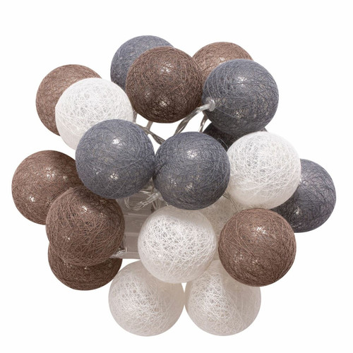 Idimex - Guirlande lumineuse 20 boules AMICI coloris gris/blanc/brun Idimex  - Guirlandes lumineuses Gris