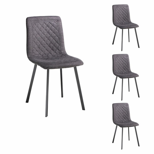 Idimex - Lot de 4 chaises TREVISO en tissu coloris gris Idimex  - Chaises