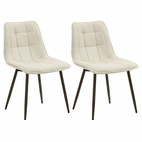 Chaises Idimex Lot de 2 chaises MALAGA en tissu coloris blanc