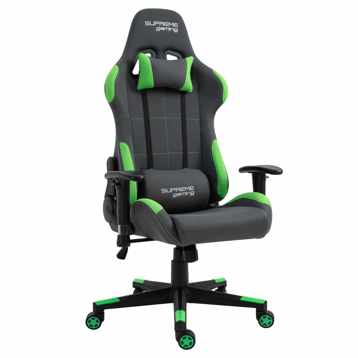 Chaise gamer Idimex Chaise de bureau gaming SWIFT, revêtement en tissu gris et vert