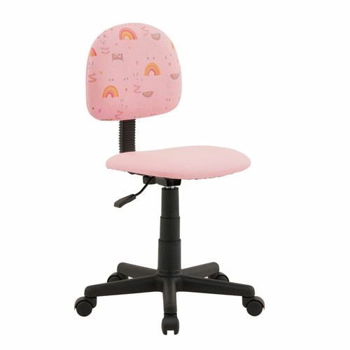 Idimex - Chaise de bureau pour enfant ALPACA, revêtement synthétique rose avec motif lama Idimex  - Fauteuil enfant rose