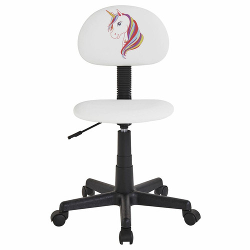 Sièges et fauteuils de bureau Idimex Chaise de bureau pour enfant UNICORN, revêtement synthétique blanc avec motif licorne