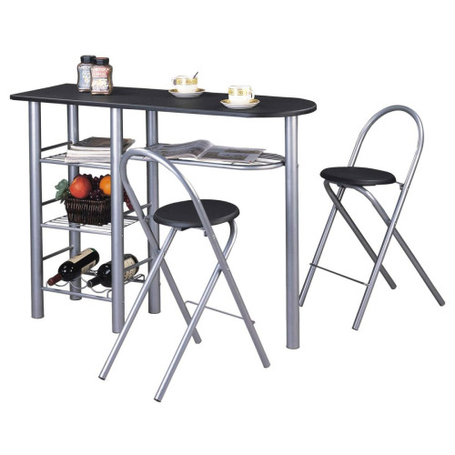 Idimex - Ensemble table haute de bar et 2 chaises STYLE, noir mat - Bars Table bar