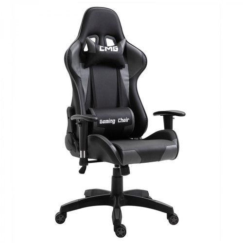 Idimex - Chaise de bureau GAMING, revêtement synthétique noir et gris - Idimex